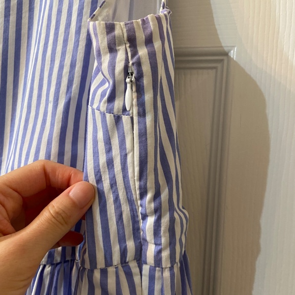 JCREW Blue/White Striped Sleeveless Midi Dress w/ Pockets Size 0 Cotton Elastane - Picture 4 of 12